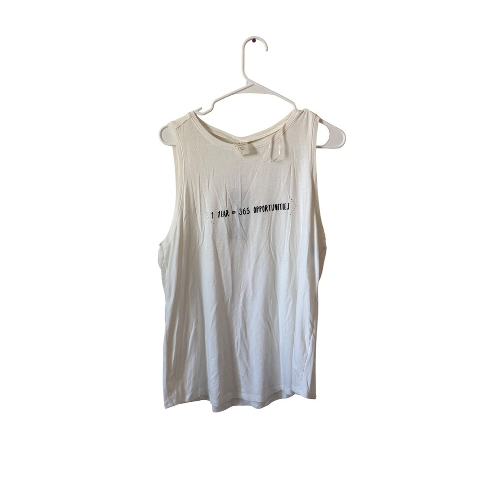 CALIA by Carrie Underwood White Graphic Muscle Tank Top Rhinestone Large NWT